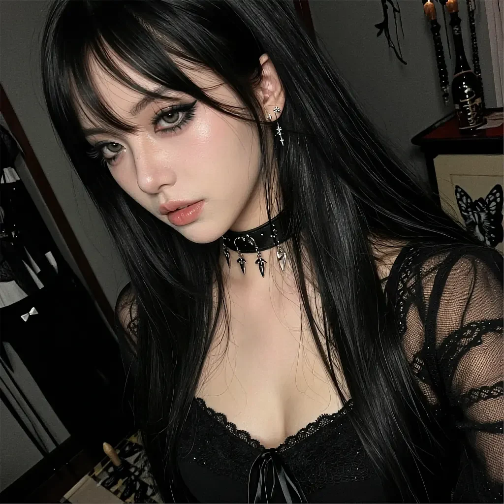 Square avatar of a fictional AI character with dark hair